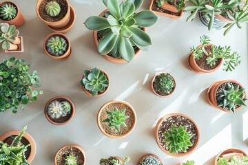 Birds eye view of minimalistic plant setup