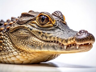 Fototapeta premium An alligator's detailed portrait reveals intricate patterns and textures, showcasing nature’s remarkable design 