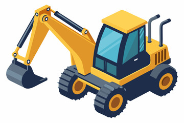  Backhoe loader digger white background vector illustration