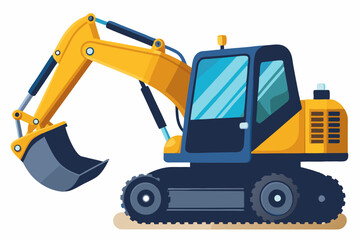  Backhoe loader digger white background vector illustration