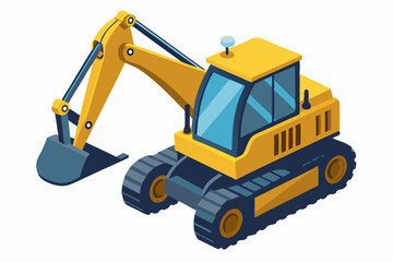  Backhoe loader digger white background vector illustration
