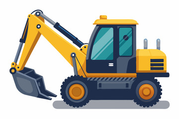  Backhoe loader digger white background vector illustration