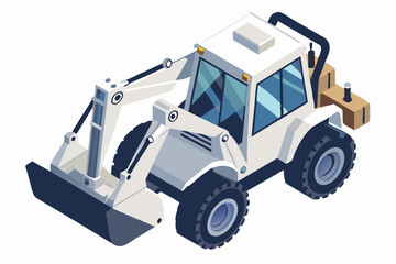  Backhoe loader digger white background vector illustration