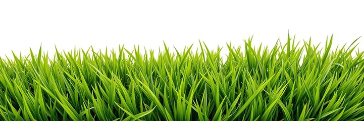 Fototapeta premium Lush green grass field against a white background, field, outdoors, clean