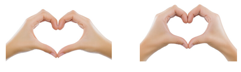 Obraz premium High-Quality PNG hands making a heart shape isolated on white backgroud – High Resolution