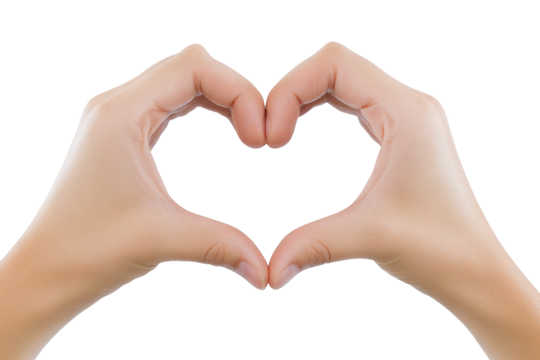 High-Quality PNG  hands making a heart shape isolated on white backgroud – High Resolution - Powered by Adobe
