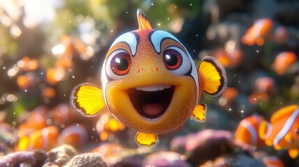 Happy Clownfish in the Coral Reef