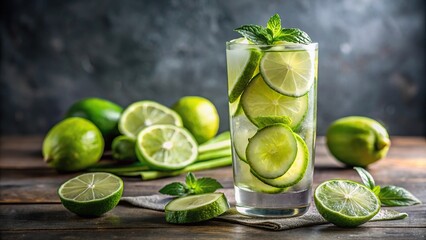 Refreshing Summer Cucumber Lime Refresher with Sliced Cucumbers and Lime Wedges, sliced cucumbers, citrus infused drinks, green tea alternatives