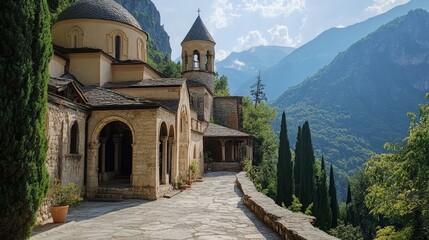 Journey to the monastery for spiritual reflection and prayer in a peaceful setting