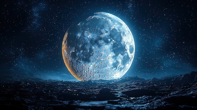 A stunning close-up of a waxing crescent moon against a vibrant blue sky, highlighting the intricate details of its surface, perfect for moon enthusiasts and nature lovers