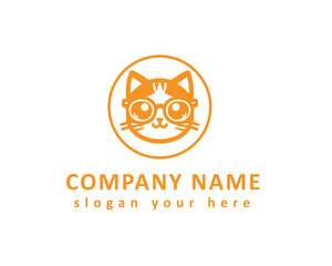 Playful cat logo with glasses, perfect for creative industries