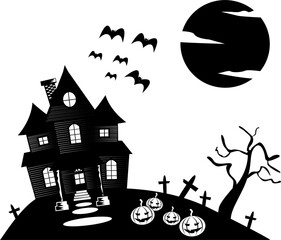 Halloween haunted house vector illustration
