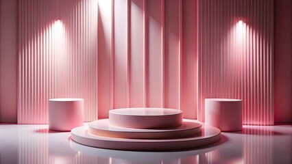 Abstract Minimal Geometric Forms with Long Exposure - Pink Podium for Fashion Show Stage Presentation