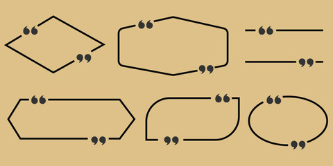 Obraz premium Quote box frame set. Blank quote boxes for text. Quotation bubble frame template with yellow background. eps 10