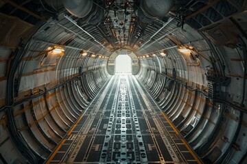 Obraz premium Realistic image of a cargo plane's cargo hold.