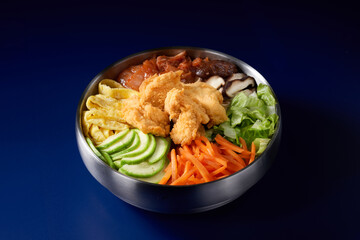 Delicious Korean food, Korean fried chicken bibimbap