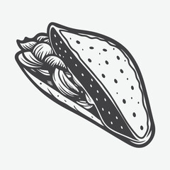 Quesadilla Silhouette Vector Illustration Isolated on White Background Perfect for Mexican Food Designs