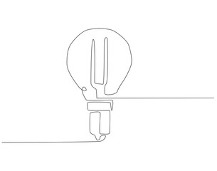 Lamp bulb continuous line drawing. Light bulb vector illustration with editable outline