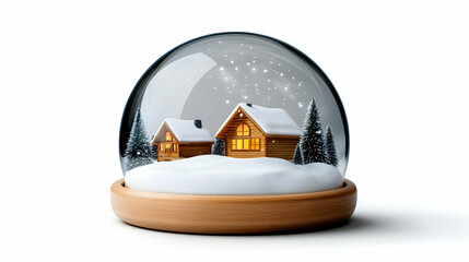 Winter Wonderland Snow Globe with Cozy Wooden Houses