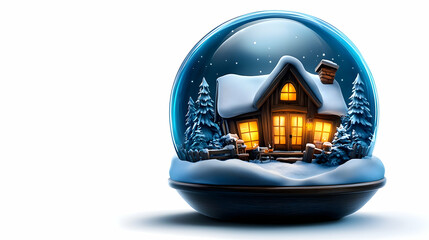 Cozy Winter Cabin Snow Globe Ornament