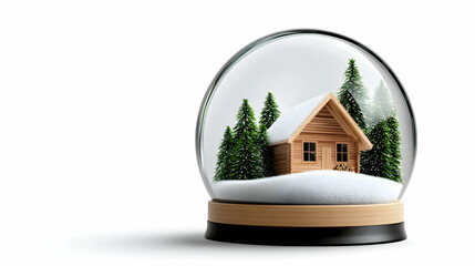 Winter Wonderland Snow Globe with Cabin and Pine Trees