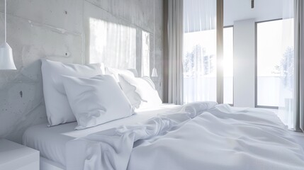 White Comfort Background in Hotel Rooms offers a serene and inviting atmosphere. A perfect blend of elegance and relaxation for guests seeking a luxurious stay