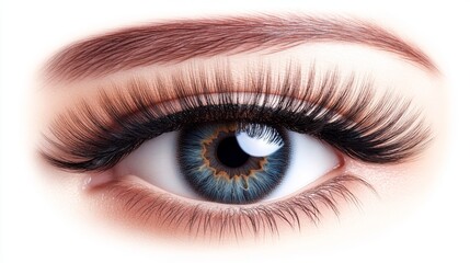 Obraz premium Close up Blue Eye with Long Eyelashes and Makeup
