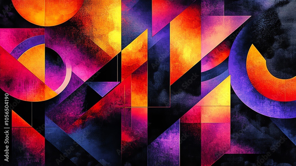 Aufkleber abstract geometric pattern with vibrant colors and textures.
