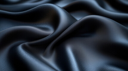 Obraz premium Black Satin Fabric with Smooth Waves in Low Light