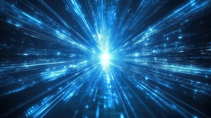 Blue abstract technology background with vector lines, futuristic and fast-paced cyberspace