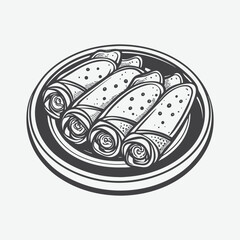 Taquitos Silhouette Vector Illustration Isolated on White Background in High Detail