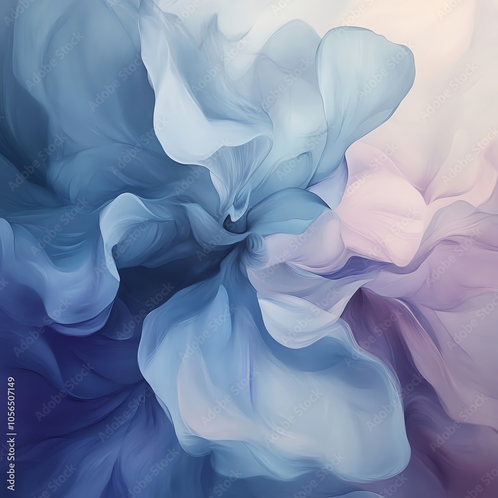 Poster abstract swirl of blue and purple hues with soft edges and a gentle, flowing texture.