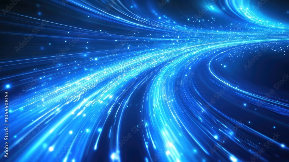 Aufkleber futuristic cyberspace design in blue, with vector network lines and digital speed effects