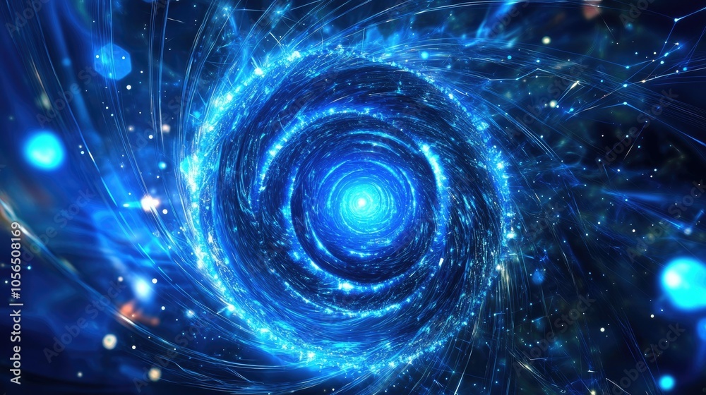 Aufkleber futuristic cyberspace design in blue, with vector network lines and digital speed effects