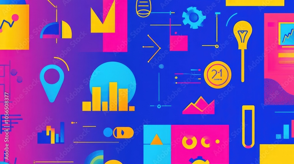 Poster generative ai icons for project management, funding, and analytics in a business context