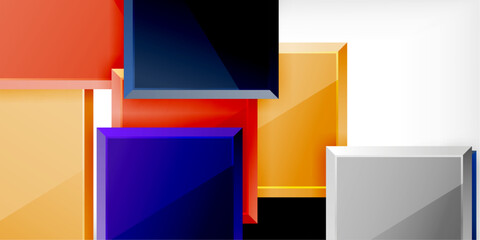 Glass toy style square shapes abstract design. Vector Illustration For Wallpaper, Banner, Background, Card, Book Illustration, landing page