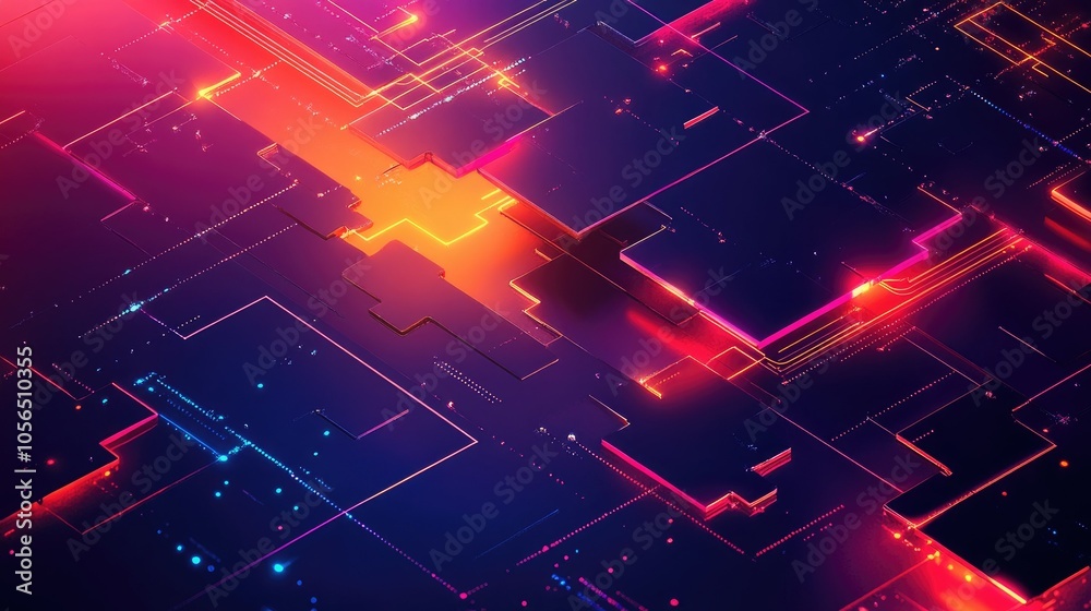 Aufkleber tech-infused background with puzzle pieces and digital lines, symbolizing seamless connectivity
