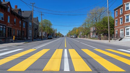 Vibrant City Street with Pedestrian Crosswalk