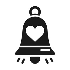 Black silhouette bell with love vector icon design