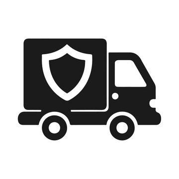recommend clip art: Protection cargo van with shield vector icon design