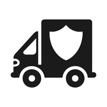 recommend clip art: Protection cargo van with shield vector icon design