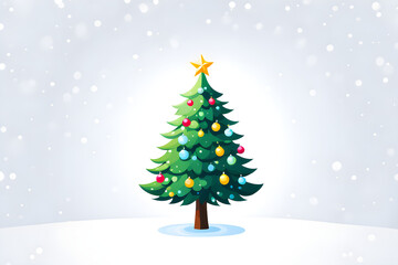 neat and cute tree icon with a white background, christmas tree with balls and snowflakes, christmas tree and decoration