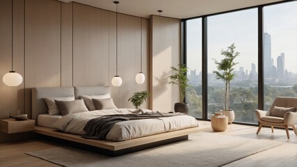 Fototapeta premium Serene Urban Oasis Bedroom