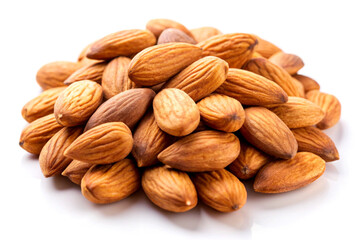 Fresh almonds, isolated on white background