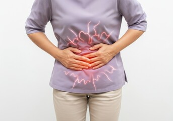 Woman Suffering from Acute Lower Back Pain with Red Highlights