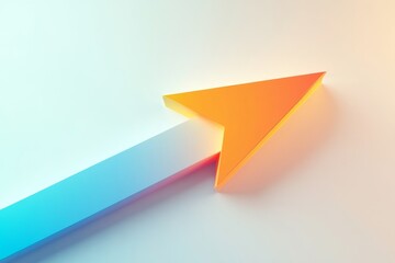 A 3D arrow in vibrant orange and blue colors points upward, representing growth and progress against a clean white background