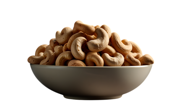 A bowl of peanuts tossed in the air, with scattered peanuts flying out.