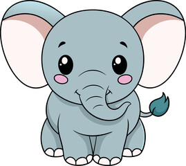 Cute Little Elephant vector art illustration eps