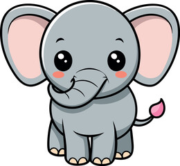 Cute Little Elephant vector art illustration eps