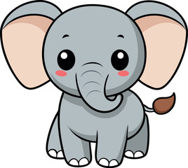 Cute Little Elephant vector art illustration eps